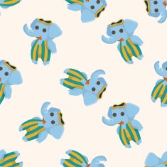 Animal ephant doing sports cartoon seamless pattern