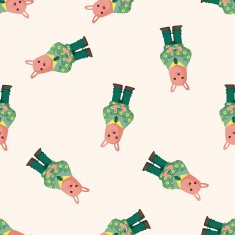 animal rabbit worker cartoon seamless pattern N2