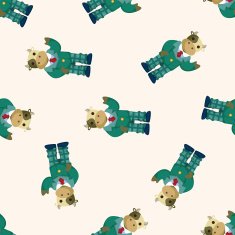 animal cow worker cartoon seamless pattern N2