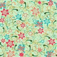 Pattern with floral elements and butterflies N2