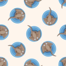 sea animal stingray cartoon seamless pattern