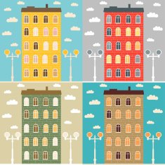 Cartoon houses set
