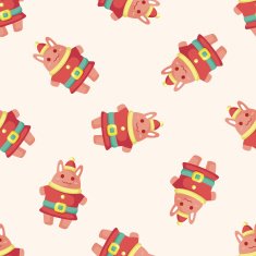 animal rabbit cartoon christmas style seamless pattern