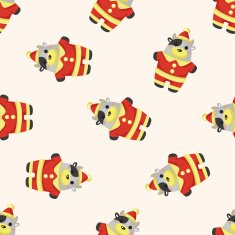 animal cow cartoon christmas style seamless pattern