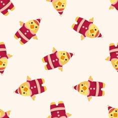 animal chicken cartoon christmas style seamless pattern