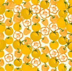 Seamless colorful background made of yellow pepper and tomato