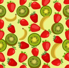 Seamless colorful background made of strawberry kiwi and banana