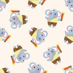 animal ephant worker cartoon seamless pattern N2