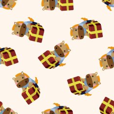 animal horse worker cartoon seamless pattern N2