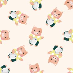 animal worker cartoon seamless pattern N2
