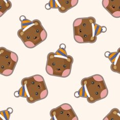 Animal bear cartoon seamless pattern N2