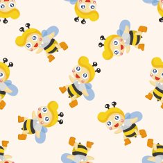 bee cartoon seamless pattern N5