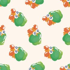 sea animal hermit crab cartoon seamless pattern