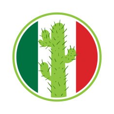 Mexican cactus in a circle on the background N2