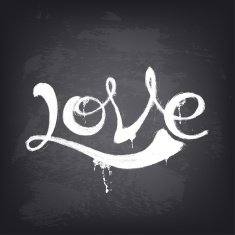 Love text design Hand drawn word on blackboard N2