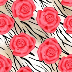 Roses on tiger skin leather seamless pattern