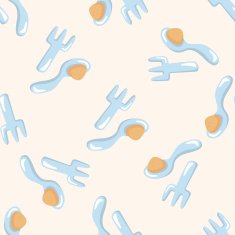 baby spoon and fork seamless pattern