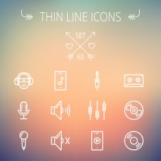 Music and entertainment thin line icon set N4