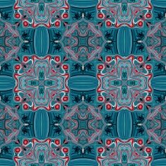 Seamless kaleidoscopic pattern in blue and red 3