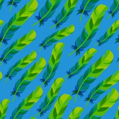 Colorful seamless pattern with bright abstract transparent feathers