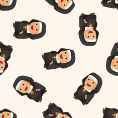 pastor and nun cartoon sticker icon N5