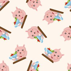 animal rabbit having afternoon tea cartoon sticker icon N2