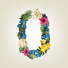 Numbers Vector Colorful Flower Font