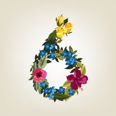 Numbers Vector Colorful Flower Font N4