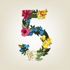 Numbers Vector Colorful Flower Font N5