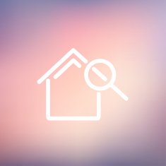 House and magnifying glass thin line icon N3