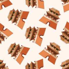 Chinese building cartoon sticker icon