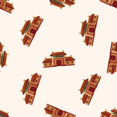 Chinese building cartoon sticker icon N8