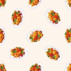chinese food cartoon seamless pattern background N4