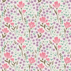 Seamless pattern with pink flowers N3