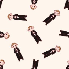 pastor and nun cartoon seamless pattern background N2