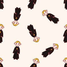 pastor and nun cartoon seamless pattern background N5