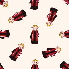 pastor and nun cartoon seamless pattern background N7