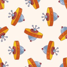 spaceship cartoon seamless pattern background N4