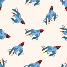 spaceship cartoon seamless pattern background N6