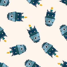 spaceship cartoon seamless pattern background N7