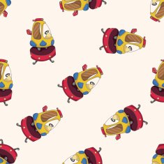 Amusement park facilities cartoon seamless pattern background N6