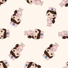 nurse cartoon seamless pattern background