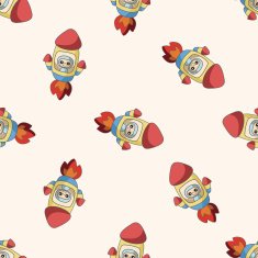 spaceship cartoon seamless pattern background N8