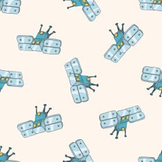 Space Satellite cartoon seamless pattern background