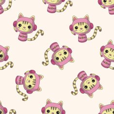 Space cat cartoon seamless pattern background