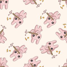 animal playing instrument cartoon seamless pattern background