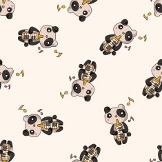 animal playing instrument cartoon seamless pattern background N3