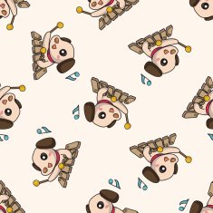 animal playing instrument cartoon seamless pattern background N5