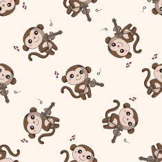 animal playing instrument cartoon seamless pattern background N6