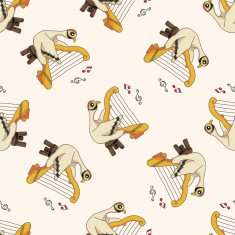 animal playing instrument cartoon seamless pattern background N8